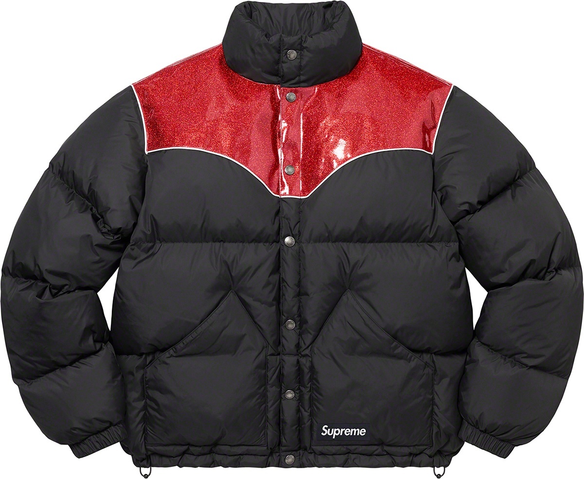 Glitter Yoke Down Puffer Jacket view 12